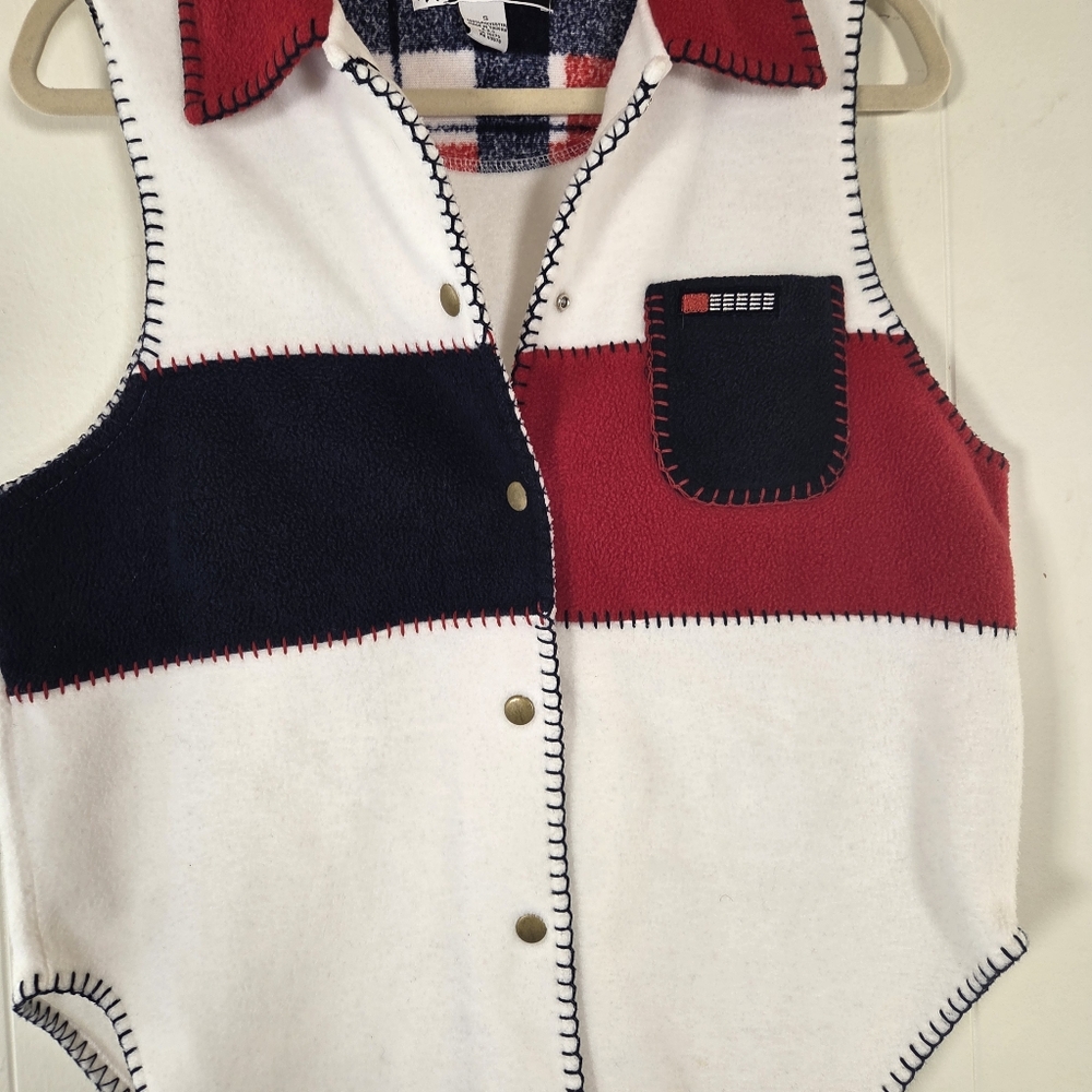 Vintage Red White And Blue Fleece Patriotic Vest Size Small - Picture 4 of 14